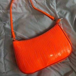 Faux Crocodile Neon Orange Purse
